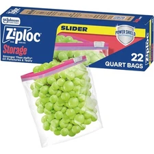 Quart Food Storage Slider Bags Durable Reusable 22 Count Leak Proof