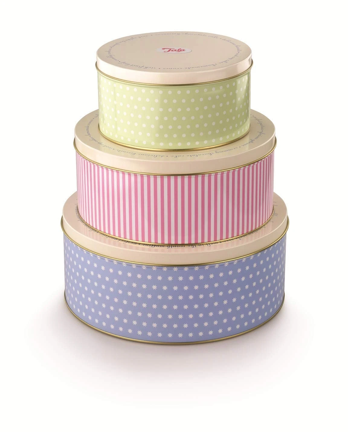 Birthday Cake Tins Round Steel 3Pcs Assorted Sizes Baking Bake Containers Tala