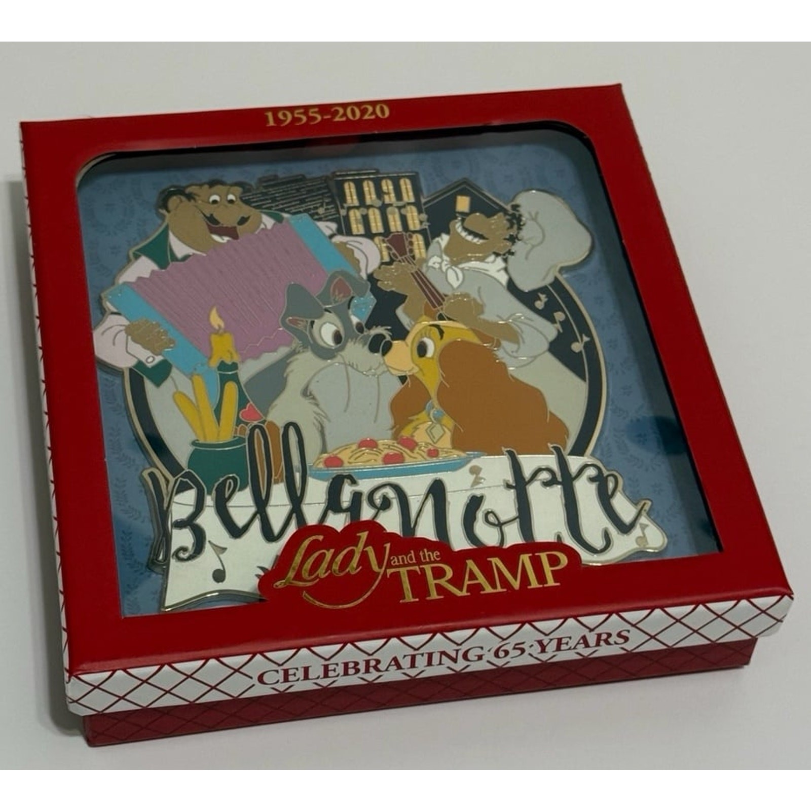 Disney Lady and the Tramp 65th Anniversary Bella Notte LE Jumbo Pin