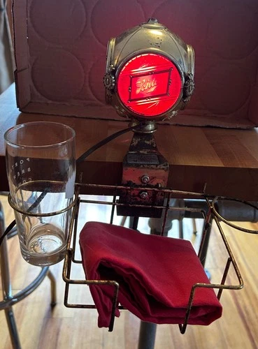 Vintage SCHLITZ BEER LIGHTED BAR Cup NAPKIN Holder Clamp-on Advertising  Works