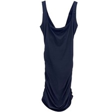 Black Mini Bodycon Dress M Ruched Cut Out Back Tie Knot LBD