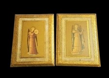 Antico Set Angeli Tabernacolo Linaiuoli Fra Angelico 1910 Legno Dorato Italiano 