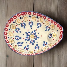 Decorative Kitchen Spoon Rest ~ Hand-Painted Ceramic 🌼 Flowers Design