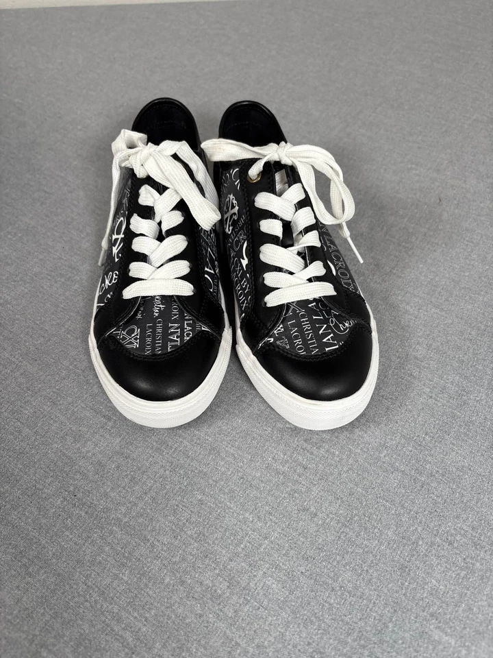 Zapatillas bajas Christian Lacroix blancas y negras con estampado de logotipo talla 7 Foto 4 de 4