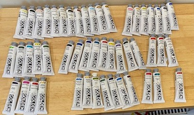 LOT OF 50 GOLDEN HEAVY BODY ARTIST COLORS ACRYLIC PAINT 59 ML 2 FL oz good mix