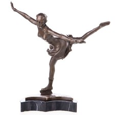 Bronze Skulptur Eiskunstläuferin auf Marmor Sockel nach Ferdinand Preiss