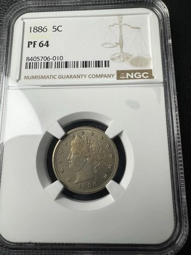 1886 PROOF LIBERTY V NICKEL NGC PR64 Toned
