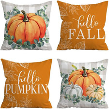 Fall Pillow Covers 18X18 Set of 4, Fall Decorative Throw Pillows for Couch, Home