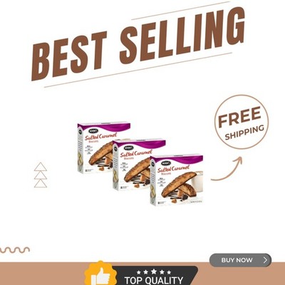 Delicious Salted Caramel Biscotti - 3 Boxes, Guilt-free Indulgence at 100 Cal...