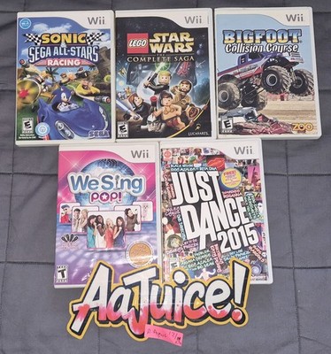 5 NINTENDO WII GAMES SONIC SEGA ALL-STARS RACING LEGO STAR WARS JUST DANCE MORE!