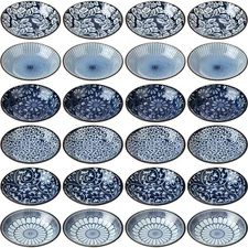 24 Pack Japanese Style Soy Sauce Dish 4 Inch Ceramic Dipping Bowls Bulk 3.5 o...