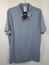 NWT Reebok Short Sleeve Performance Training Polo Shirt Men L Vntg Blue Pullover