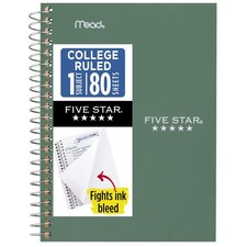 Spiral Notebook, 1 Subject, College Ruled Paper, 4-3/8" x 7", Personal Size, ...