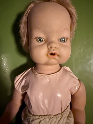 VTG Baby Wiggles 1959 Doll Uneeda Blonde Hair Blue Eyes Vinyl Body 19 