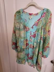Fig and Flower Paisley Floral Chiffon Blouse Size 2X