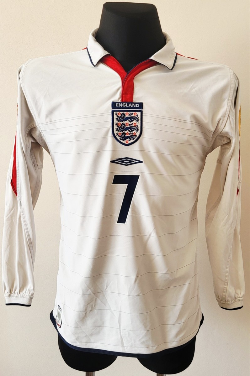 UMBRO BECKHAM 長袖シャツ L 7番 England 2003 - 2005 Home football Umbro long sleeve jersey #7