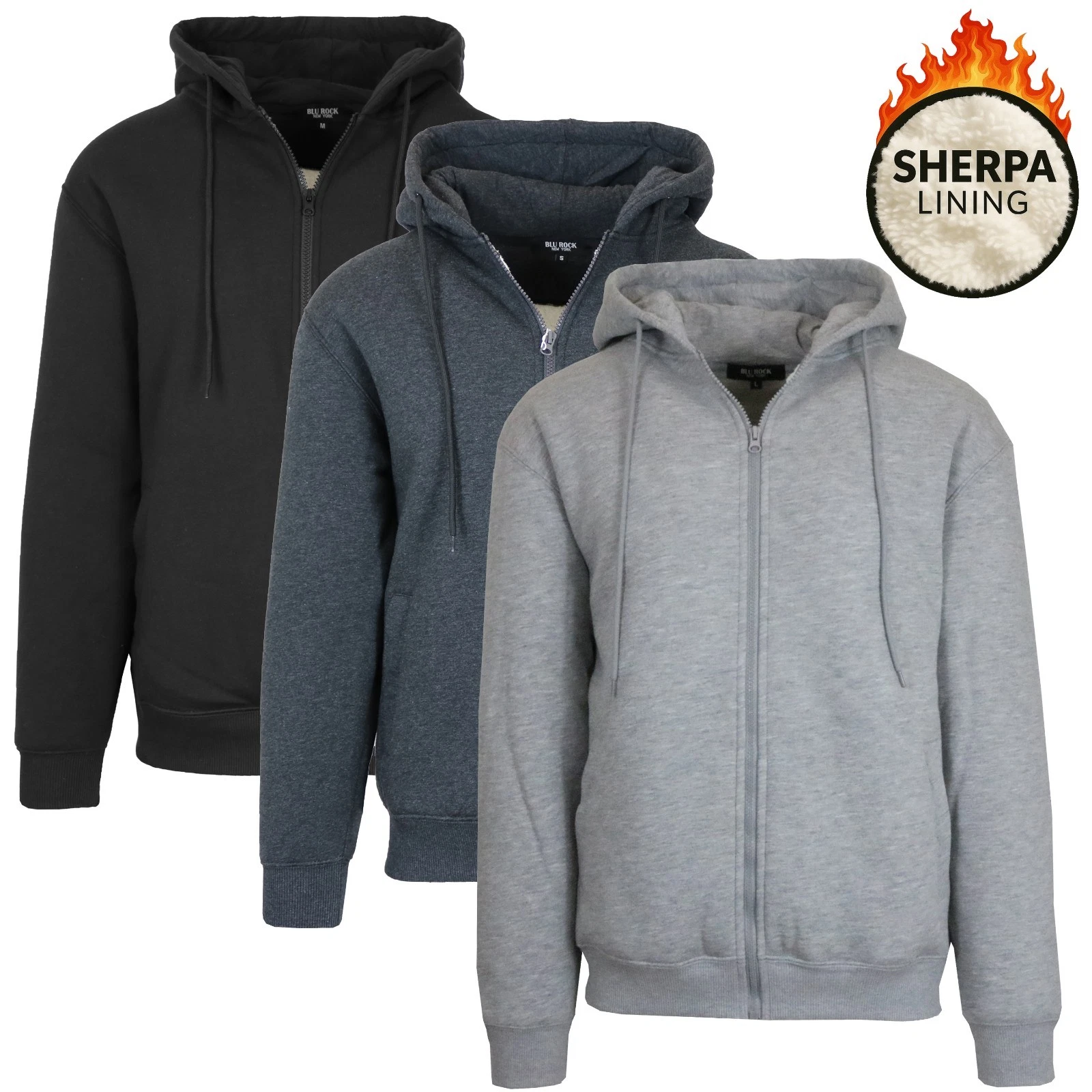 Mens Heavyweight Fleece Lined Sherpa Hoodie Sweater Full Zip-Up Warm NEW
Opens in a new window or ta