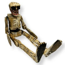 Vintage Oaxacan Wood Carved Skeleton Calaca Mexican Folk Art Day of the Dead 24”