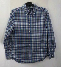 Ralph Lauren Boys Button Up Dress Shirt L 14-16 Plaid Multicolor Polo Pony Logo