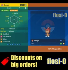 6IV Shiny Chespin Pokemon Scarlet and Violet
