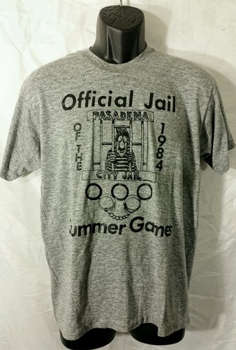 Camiseta RARA De Colección 1984 Juegos Olímpicos de Estados Unidos LA Puntada Única CÁRCEL OFICIAL PASADENA L - Imagen 2 de 4