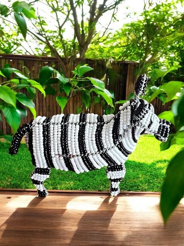 African Beaded Animal/Sculpture/Home Decor/Decorative Zebra/Gift Idea - Picture 4 of 7