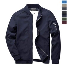 Men's Jacket Causal Spring Fall Thin Bomber Coat Full-Zip Up Lightweight Outwear