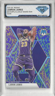 2019-20 Mosaic LEBRON JAMES #8 Purple Gold Snakeskin 20/20   DSG 10 Gem Mint