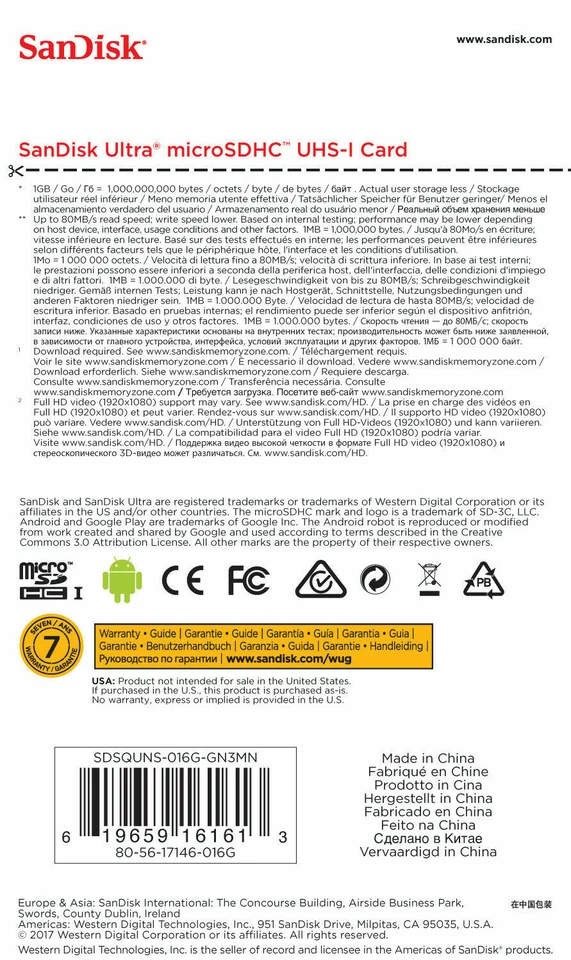 SanDisk 16GB 16G Ultra Micro SD HC Class 10 TF Flash SDHC Memory Card mobile - Image 2 of 4