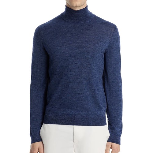 Hugo Boss Men's Long Sleeve BOSS Musso Turtleneck Virgin Wool Knit Sweater Blue - Picture 5 of 5