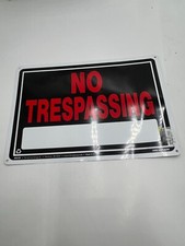 QTY 5 Hillman No Trespassing Signs Red/Black ALuminum 10" x 14" 840125