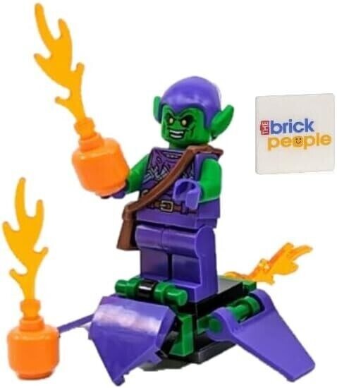 Lego Marvel Super Heroes Green Goblin Minifigur Mit Gleitschirm & KüRbisbomben-image