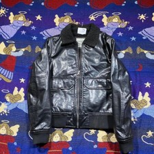 Vintage Y2K Levi Strauss black fleece lined Leather Zip Up Jacket