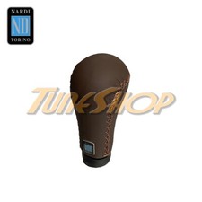 Nardi Prestige Line Manual Gear Shift Shifter Knob Brown Smooth Leather Stitch