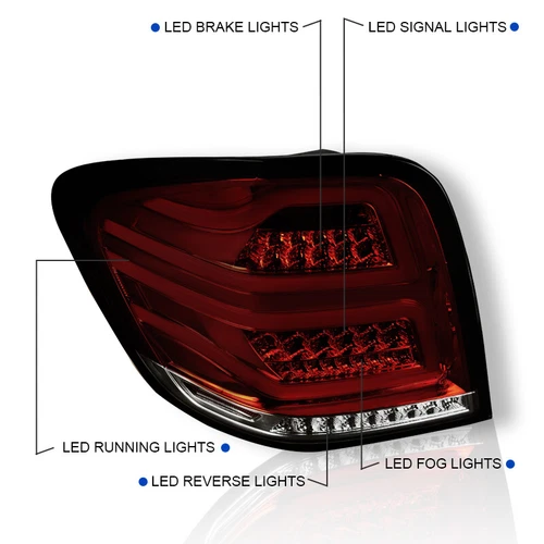 Luces traseras LED completas rojas/humo para Mercedes Benz W164 clase Ml 2006-2011 - Imagen 3 de 8