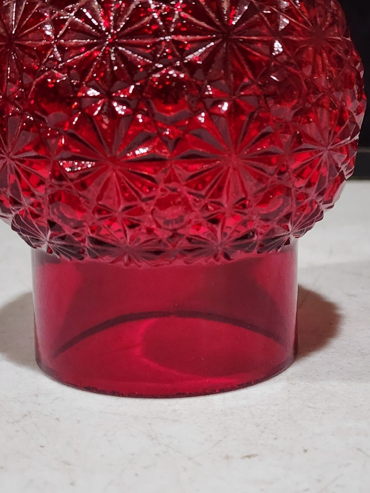 Vintage Red Glass Lamp Shade Daisy Button Design 3" Fitter eBay