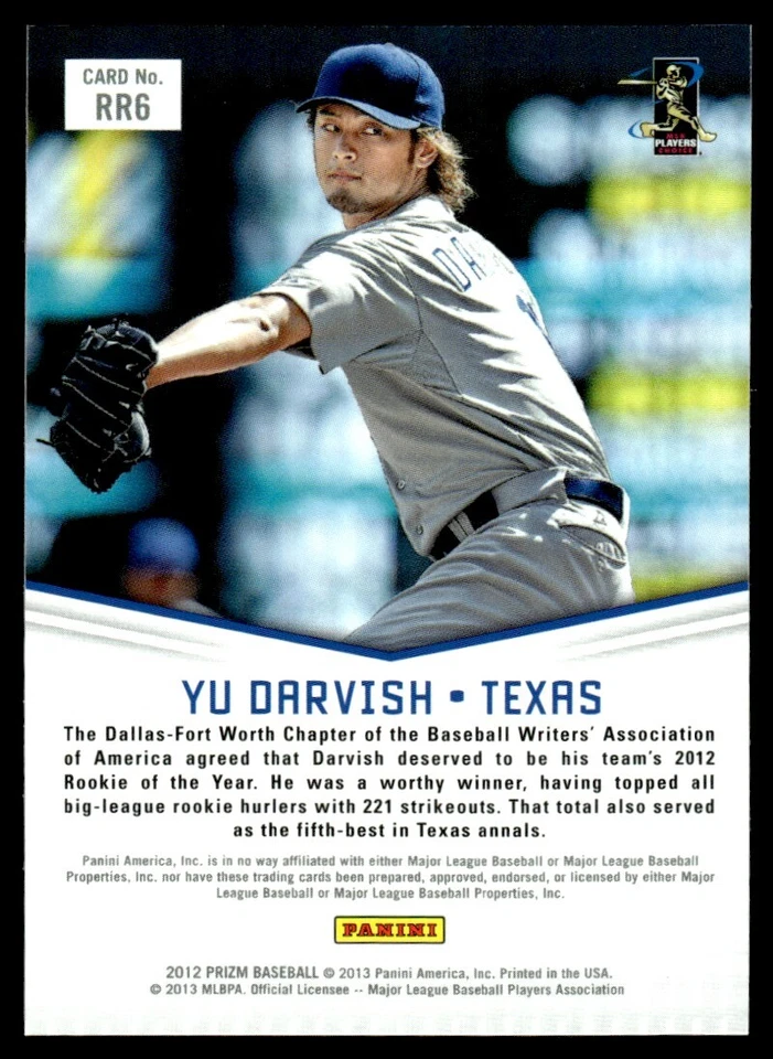 2012 PANINI PRIZM ROOKIE RELEVANCE Yu Darvish Texas Rangers #RR6 - Image 2 of 2