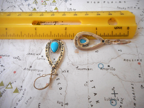 Carolyn Pollack Sterling Silver Teardrop Blue Turquoise Dangle Earrings 41A-R17 - Picture 6 of 6