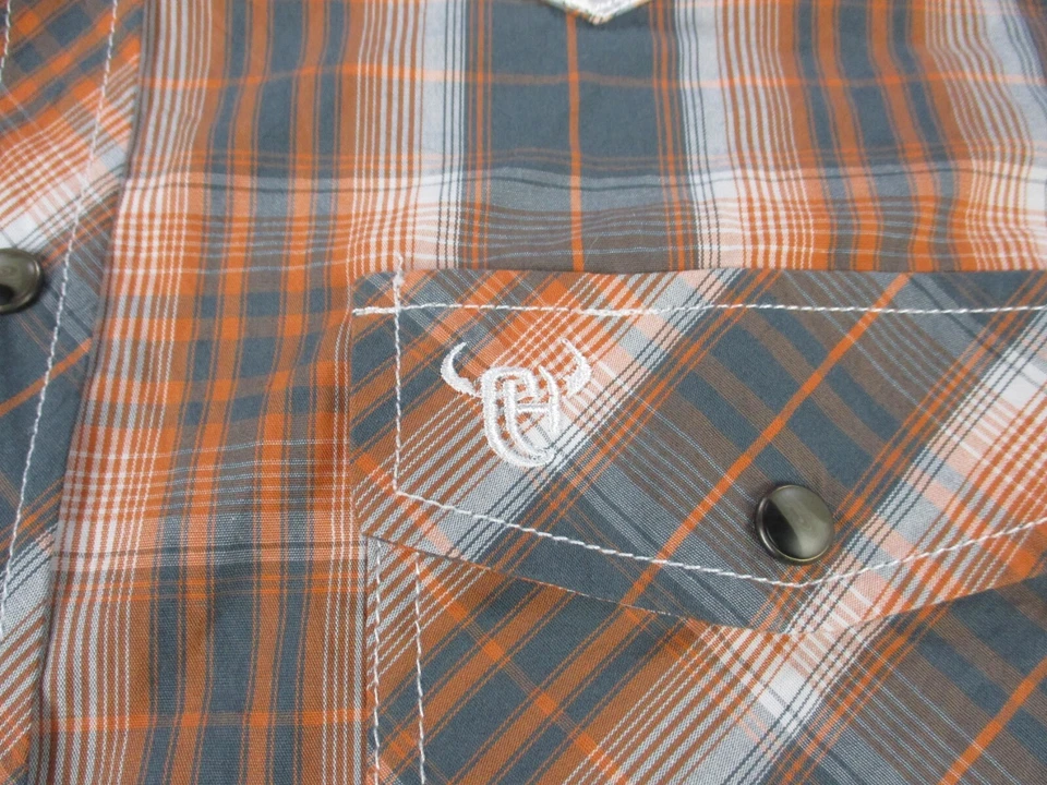 Camisa Vaquera Hardware Para Hombres Pequeña Naranja Gris Perla Snap Rancher Rodeo Nueva con Etiquetas Foto 3 de 4