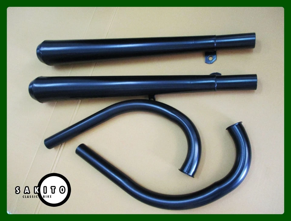 Honda CB72 CB77 SuperHawk 250 305 Exhaust Muffler + Pipe Set Super Black Cafe Foto 2 de 4