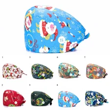 Christmas Surgical Scrub Cap Doctor Hat Nurse Bouffant Hat Adjustable Head Cover