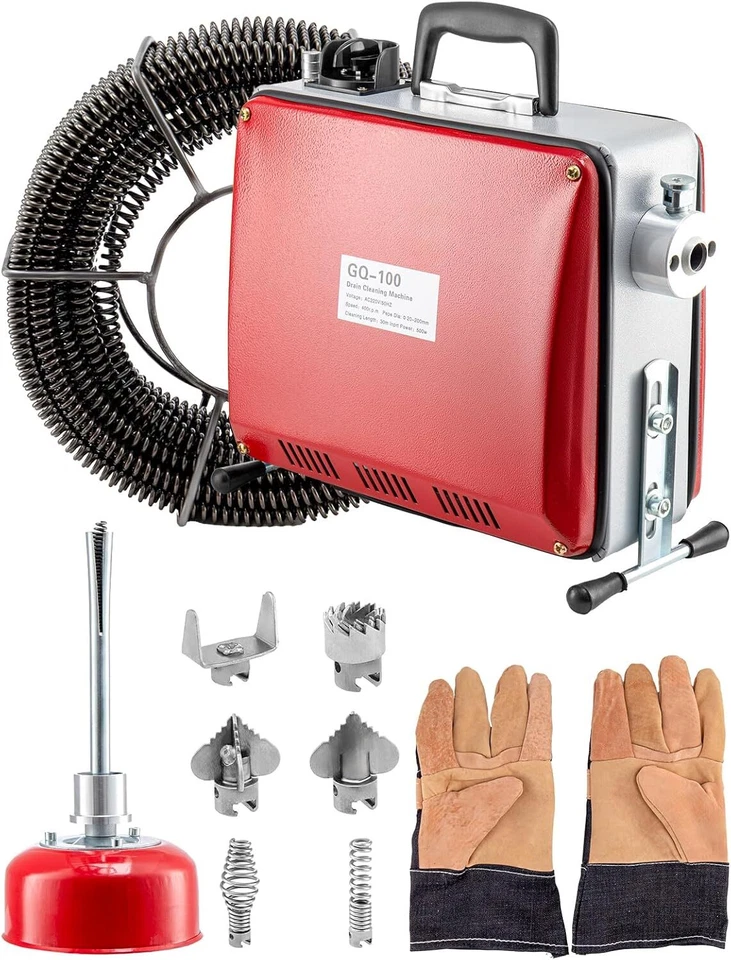 MARKENLOS Rohrreinigungsgerät 500W 16mm Spirale Abfluss für Ø20-200 mm Rohrleitungen