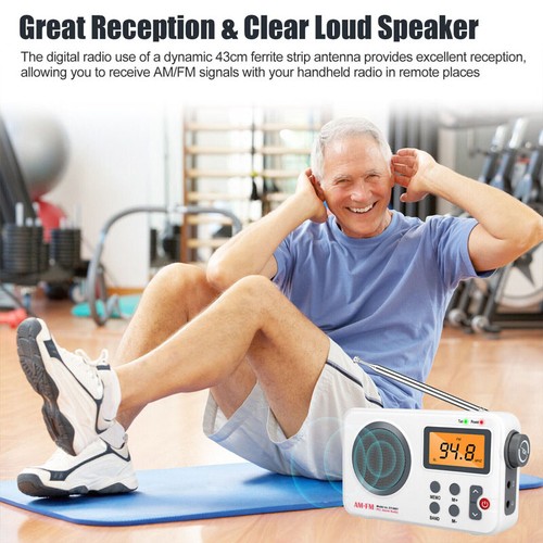 Compact Portable Radio: AM FM Weather Band, Alarm, LCD Screen - Battery/USB - Picture 3 of 9