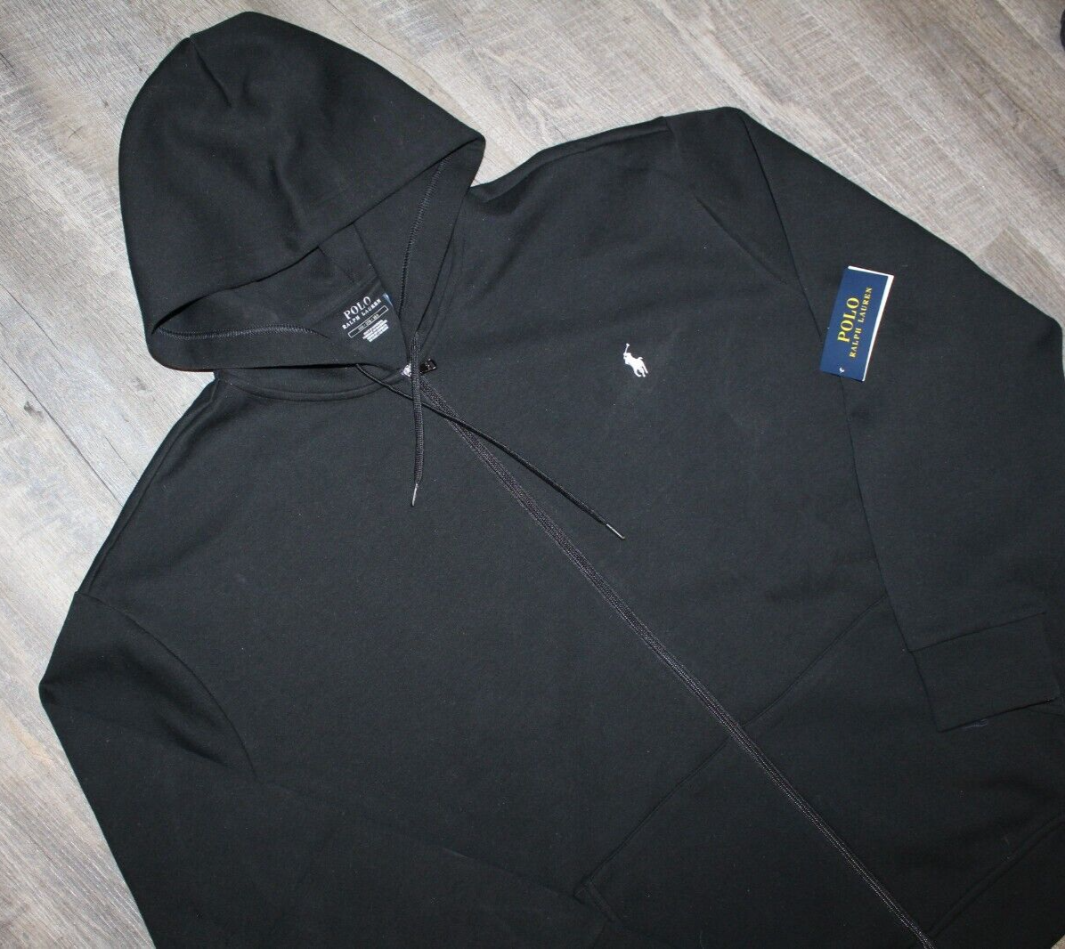 PONY Polo Ralph Lauren Big &Tall nera nuova con etichetta doppia maglia zip pista giacca 4XB