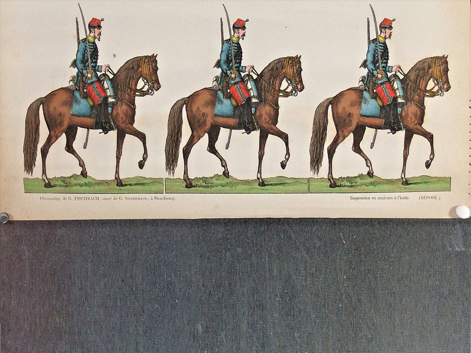 GRANDE PLANCHE, style Epinal,litho, n°9 Armée Française, chasseurs d'Afrique - Photo 2/4