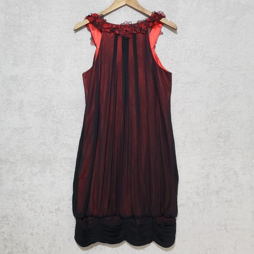 Sue Wong Dress 14 Short Beaded Floral Mesh Halter Black Red Lined Designer Retro - Picture 2 of 17
