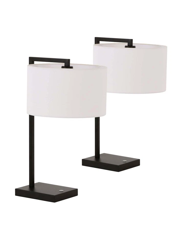 Beacon Lighting Maya 1 Light Table Lamp in Black, 2 Pack, with USB