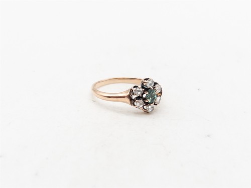 Antique 1850s $2400 .50ct Natural Alexandrite Diamond 14k Yellow Gold HALO Ring - Picture 6 of 7