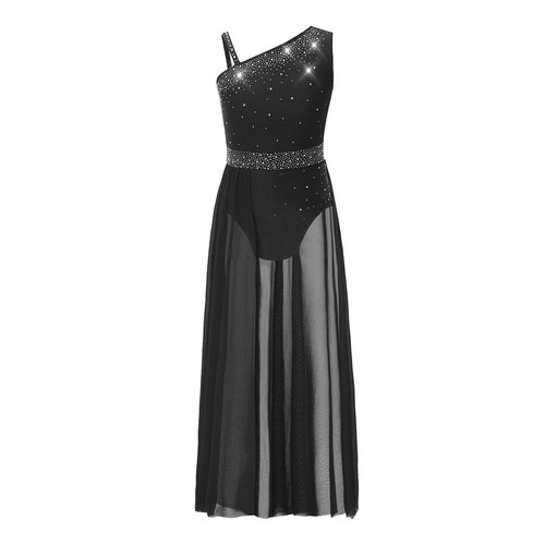 Kids Girls Dresses Competition Dancewear Ballerina Skirted Sheer Costume Latin - Picture 62 of 120