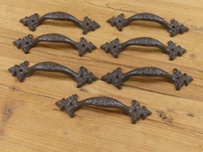 7 Cast Iron RUSTIC Barn Handle Gate Pull Shed Door Handles Drawer Pulls Western